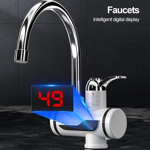 360 Degree Rotatable Instant Electric Hot Water Tap, Tankless Fast Heating Kitchen Faucet with Cold & Hot Water Function for Household Use
