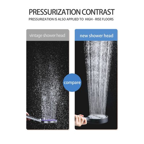 Black chrome-plated handheld shower head with 6 adjustable spray settings: rain, pulse, boost, mist, mix and self-clean mode. Matched with 2-meter explosion-proof PVC shower hose and no-drill installation bracket, easy to assemble for bathroom renovation, free shipping and cash on delivery.