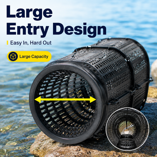 Portable fishing trap cage is practical fishing accessory. It can catch crayfish, crab, eel, shrimp and turtle, works well in lake, pond and saltwater environments, free shipping and cash on delivery.