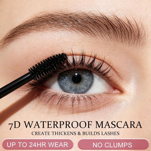 7D waterproof volume mascara features long-lasting, smudge-proof performance. It creates natural curl and thick eyelashes, easy to apply for daily eye makeup, free shipping and cash on delivery.