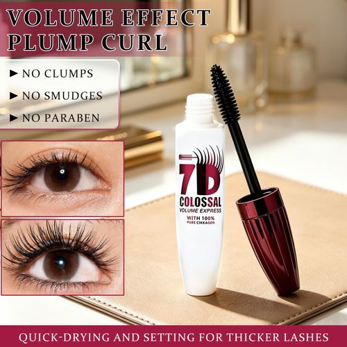 7D waterproof volume mascara features long-lasting, smudge-proof performance. It creates natural curl and thick eyelashes, easy to apply for daily eye makeup, free shipping and cash on delivery.