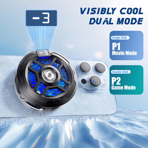 Magnetic Phone Cooler Gaming Cooling Fan with Dual Mode and Temperature Display, Semiconductor Mobile Phone Radiator for iPhone MagSafe Series, Android Phones, iPad and Tablets, COD Free Shipping, Pay on Delivery