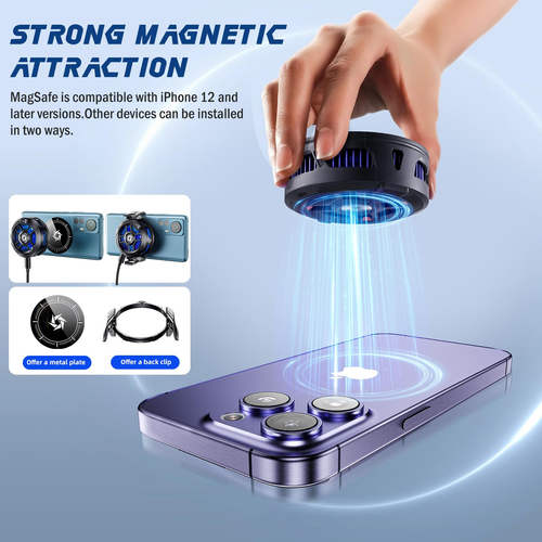 Magnetic Phone Cooler Gaming Cooling Fan with Dual Mode and Temperature Display, Semiconductor Mobile Phone Radiator for iPhone MagSafe Series, Android Phones, iPad and Tablets, COD Free Shipping, Pay on Delivery