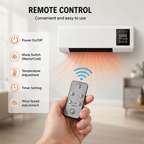 2-in-1 Wall Mounted Heating & Cooling System, White Mini Air Conditioner Fan with Dual Modes, Portable Electric Heater & Fan Combo for Kitchen, Bathroom, Office, RV, All-Season Comfort