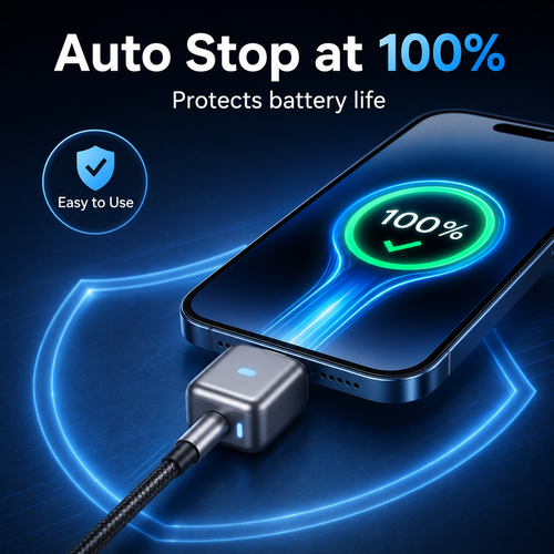 140W Intelligent Overcharge Protection Charger, Physical Disconnect Battery Guard, Smart Auto Stop Charging Adapter, Auto Self Eject Charger for Mobile Smartphones and Handheld Devices, COD Free Shipping, Pay on Delivery