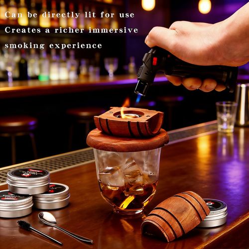 Complete whiskey smoker kit equipped with torch, practical cocktail infuser set for making old fashioned drinks. Exquisite gift choice for men and dad on birthday and other occasions, ideal for home bar use, free shipping and cash on delivery
