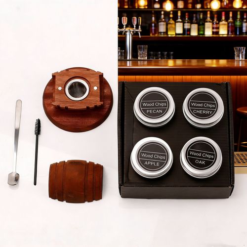 Complete whiskey smoker kit equipped with torch, practical cocktail infuser set for making old fashioned drinks. Exquisite gift choice for men and dad on birthday and other occasions, ideal for home bar use, free shipping and cash on delivery