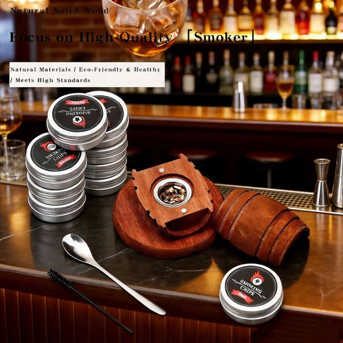 Complete whiskey smoker kit equipped with torch, practical cocktail infuser set for making old fashioned drinks. Exquisite gift choice for men and dad on birthday and other occasions, ideal for home bar use, free shipping and cash on delivery