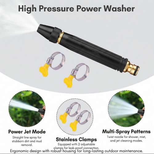 Home high pressure car wash water gun equipped with booster nozzle and hose, heavy duty garden sprayer with adjustable patterns, used for auto cleaning and plant watering, free shipping and cash on delivery
