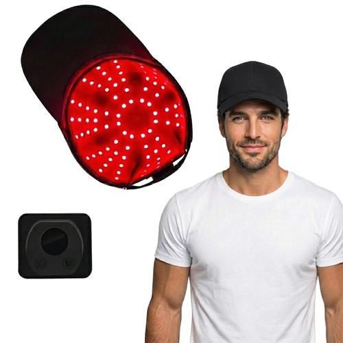 Red light hair growth cap built with 96 LEDs, wireless charging design and 4 adjustable levels, used for hair regeneration and scalp care to get thicker fuller hair, free shipping and cash on delivery