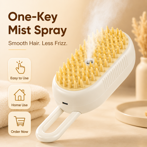 Steam Hair Comb 3-in-1 Spray Hair Brush for Men and Women, Self-Cleaning Detangling Comb with 360° Rotating Teeth for Long and Short Hair, Buy 1 Get 2, COD Free Shipping Pay on Delivery