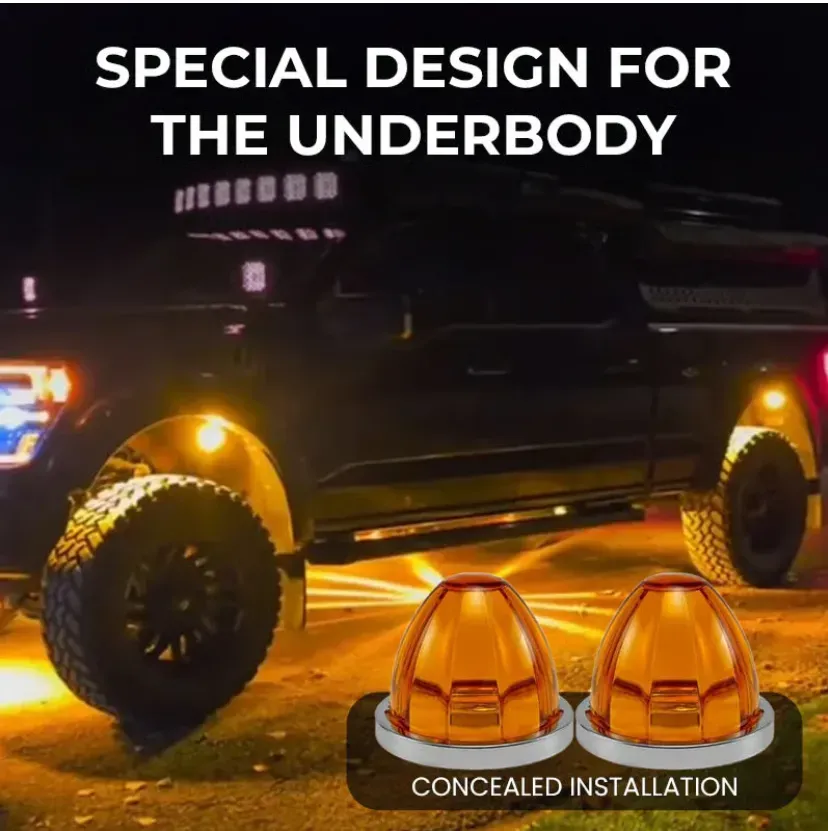 🔥HOT SALE🔥 COD！Two-Tone Watermelon-Shaped LED Truck Side Marker Lights, Vehicle Chassis Lights (Constant On + Strobe) Safety Indicator Lights