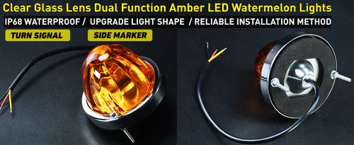 🔥HOT SALE🔥 COD！Two-Tone Watermelon-Shaped LED Truck Side Marker Lights, Vehicle Chassis Lights (Constant On + Strobe) Safety Indicator Lights