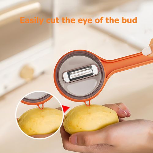 🔥HOT SALE🔥 COD！Upgraded Fruit and Vegetable Peeler with Storage Case—Safe and efficient, with double-sided sharp stainless steel blades, easy to clean, and comes with a storage case for easier and more convenient fruit and vegetable preparation. Orange