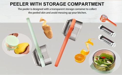 🔥HOT SALE🔥 COD！Upgraded Fruit and Vegetable Peeler with Storage Case—Safe and efficient, with double-sided sharp stainless steel blades, easy to clean, and comes with a storage case for easier and more convenient fruit and vegetable preparation. Orange