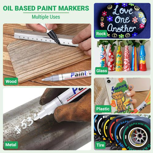 🔥HOT SALE🔥 COD！Oil Based Paint Pen, Permanent Paint Marker: Quick-Dry, Waterproof Marker Set of 12 for Rock Painting, Glass, Fabric, Ceramic, Wood, Metal, Mug, Plastic, Stone, Christmas Art Craft Supplies Kit