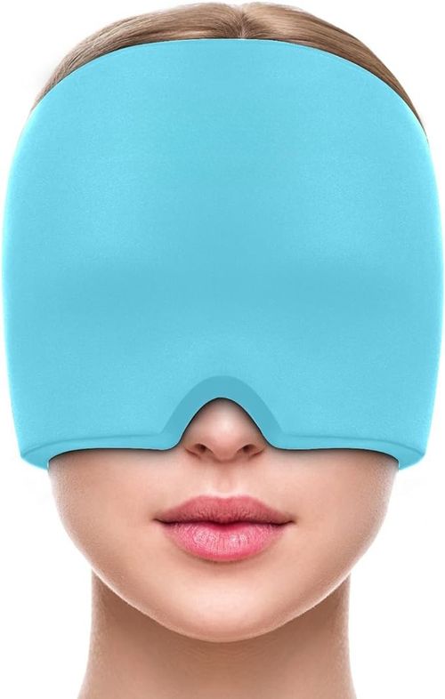 Migraine Ice Head Wrap-Headache Relief Hat, Migraine Relief Cap, Cold Therapy Headache Relief Cap for Migraine Eyes Mask Blue Headache Ice Pack for Puffy Eyes, Tension, Sinus & Stress Relief