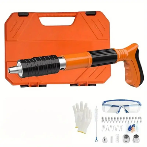 Versatile Mini Steel Nail Gun Kit - 5-Speed Adjustable, Manual Operation for Woodworking & Decor - Includes Air-Powered Concrete Nailer for Brick & Cement Walls, Nail Gun for Wood, Brick Walls, Nail Gun Set