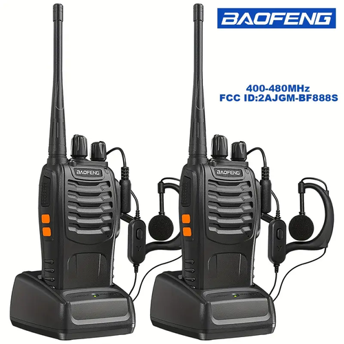 Walkie Talkies Rechargeable Long Range Two-Way Radios with Earpieces,2-Way Radios UHF Handheld Transceiver Walky Talky with Flashlight Li-ion Battery and Charger（2 Pack）