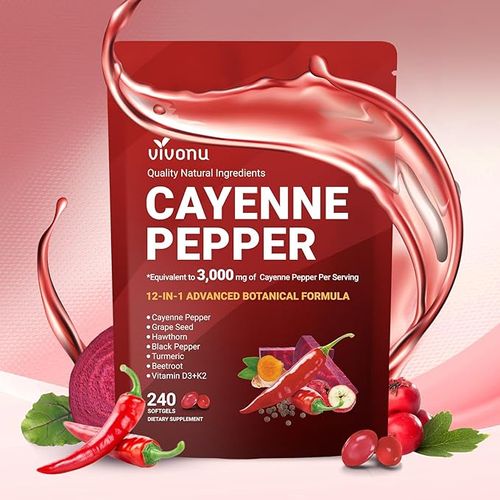 Cayenne Pepper Softgels Supplement, Supports Leg Vein, Heart and Blood Vessel Health