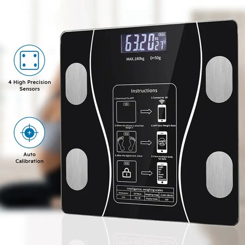 Digital Body Weight Bathroom Scale, Large Blue LCD Backlight Display, High Precision Measurements,6mm Tempered Glass, 400 Pounds