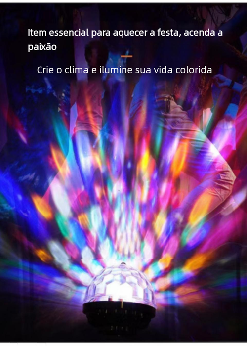 Lâmpada Bola Mágica LED Colorida E27, Luz Rotativa para Palco, KTV e Bar, Efeito Laser e Piscante, Cor Dourada