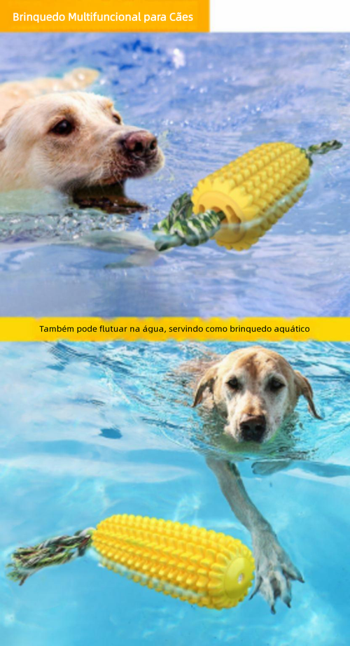 Brinquedo para Pets: Milho Sonoro, Mordedor para Limpeza Dental, Escova de Cachorro e Corda de Algodão em TPR, Ideal para Cães e Gatos