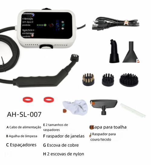 Limpador a vapor de alta temperatura e alta pressão, modelo doméstico compacto, para limpeza e desinfecção de cozinha, ar-condicionado, eletrodomésticos e gordura de cozinha