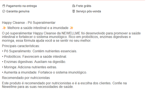 Happy Cleanse - Superalimento em Pó-Probióticos-Enzimas Digestivas-Moringa - Promove a saúde intestinal - Reforça a imunidade, Saúde Alimentar