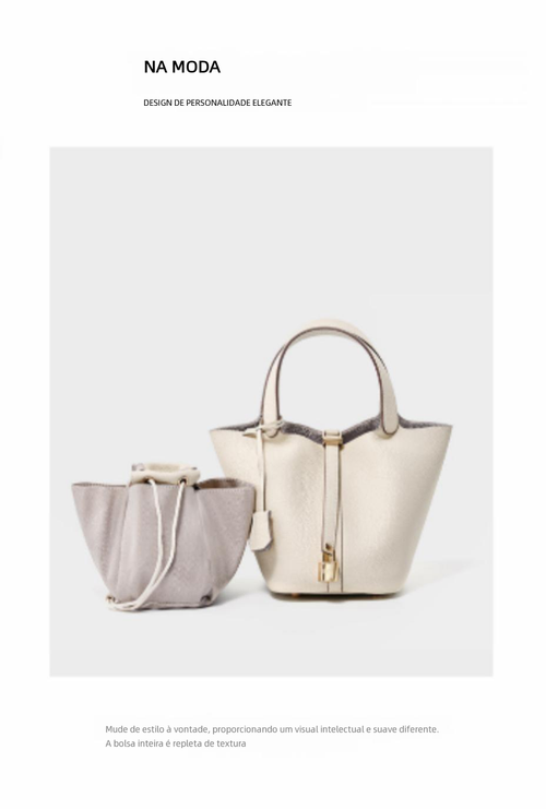 Bolsa balde de couro genuíno