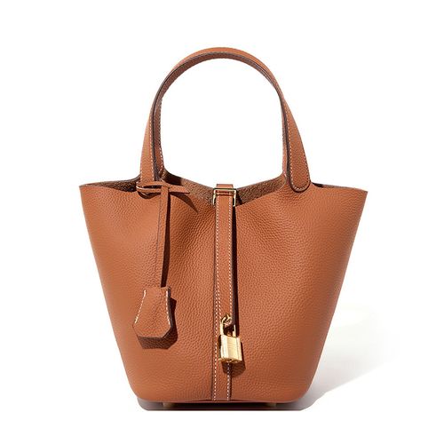 Bolsa balde de couro genuíno