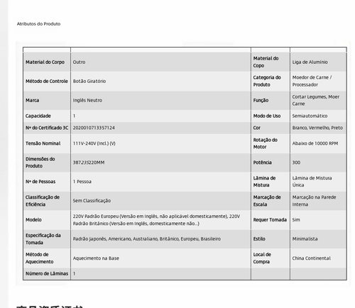 Moedor de carne elétrico multifuncional