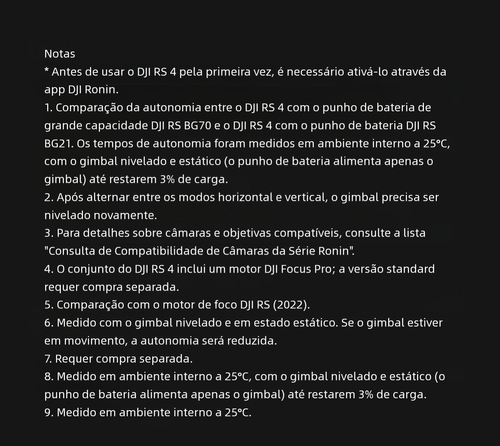 Estabilizador de câmera portátil DJI RS 4 Ronin, gimbal de três eixos com anti-vibração para gravação de imagens