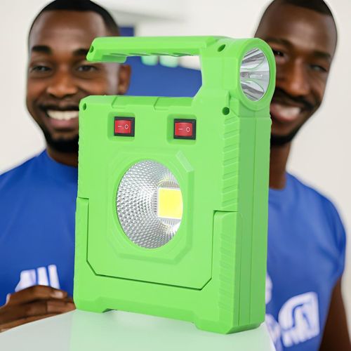 Carregador Portátil Solar, 2400mAh, Bateria Recarregável 18650, Lanterna de Liga de Alumínio, com 2 Lâmpadas LED Brinde
