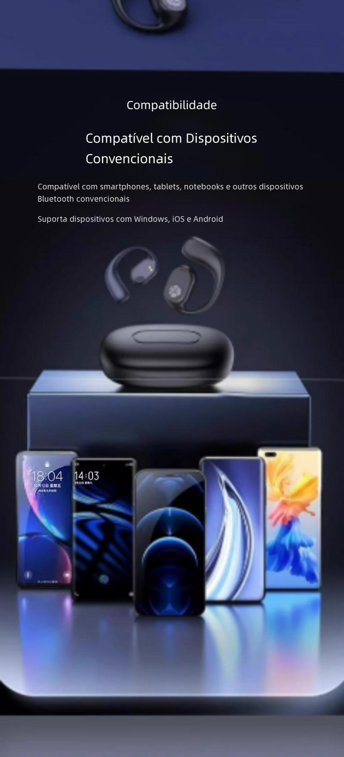 Fone Bluetooth de condução óssea cor preta, totalmente sem fio, gancho de orelha, não insere no ouvido. Modelo novo 2025 para esportes, longa autonomia, sem dor ao usar por muito tempo