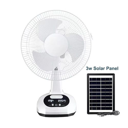 Ventilador solar com iluminação multifuncional para exterior e recarregável