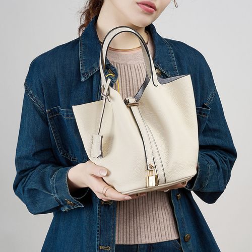 Bolsa balde de couro genuíno