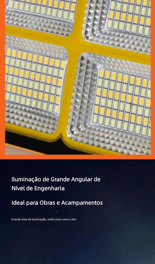 Luz Solar Portátil Multifuncional com Holofote Recarregável para Camping e Emergências