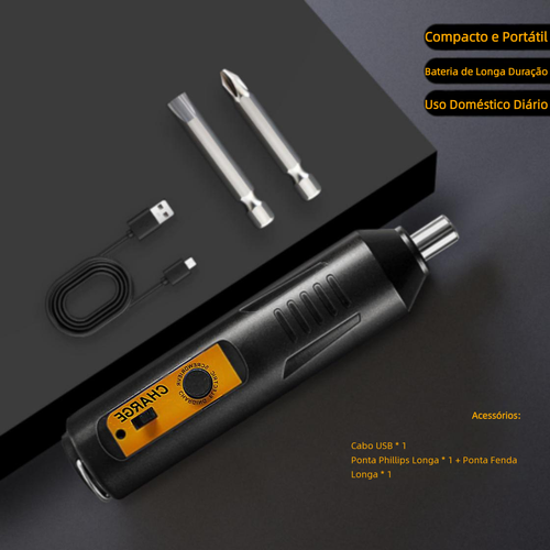 Chave de Fenda Elétrica Sem Fio Mini 3,6V, Bateria 2000mAh, Furadeira Multifuncional Doméstica com Brocas