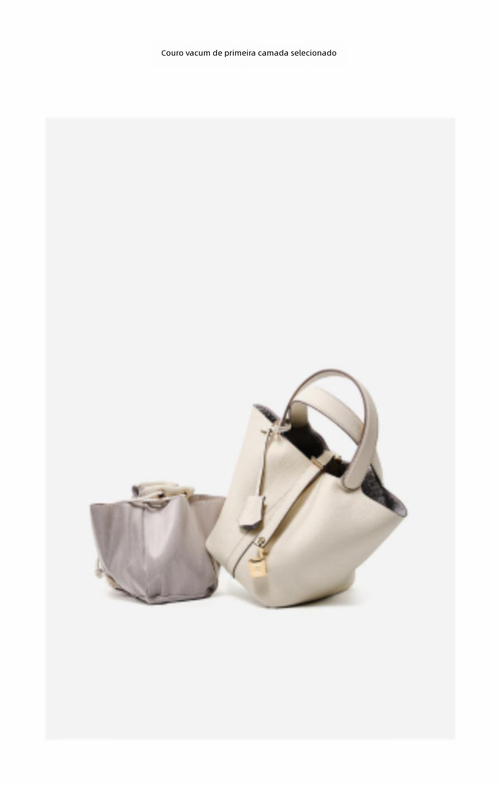 Bolsa balde de couro genuíno