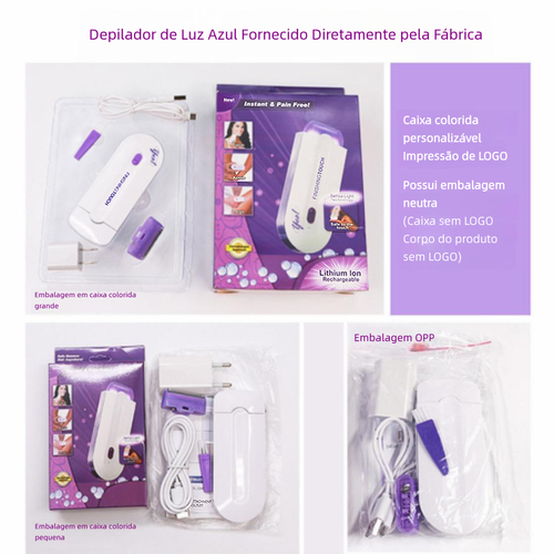 Aparador de pelos com detecção sensorial, depilador a laser indolor com luz azul, depilador feminino