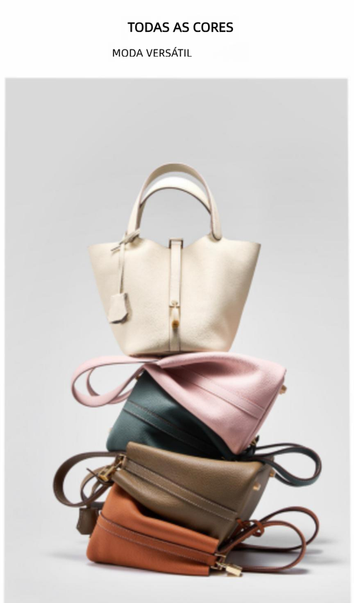 Bolsa balde de couro genuíno