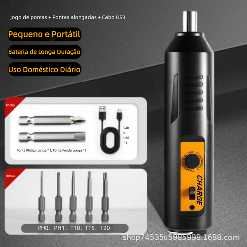 Chave de Fenda Elétrica Sem Fio Mini 3,6V, Bateria 2000mAh, Furadeira Multifuncional Doméstica com Brocas