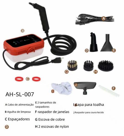 Limpador a vapor de alta temperatura e alta pressão, modelo doméstico compacto, para limpeza e desinfecção de cozinha, ar-condicionado, eletrodomésticos e gordura de cozinha