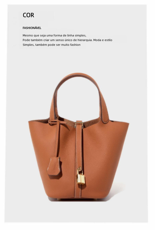 Bolsa balde de couro genuíno