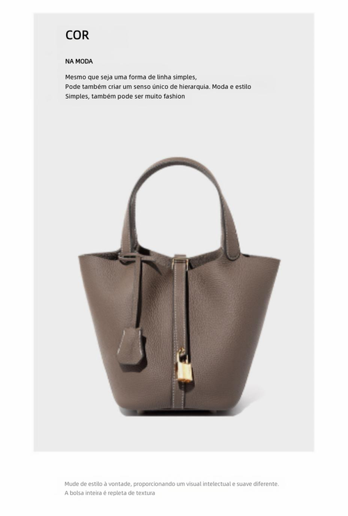 Bolsa balde de couro genuíno