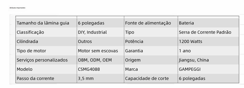 Mini motosserra sem fio e sem escovas de 6 polegadas