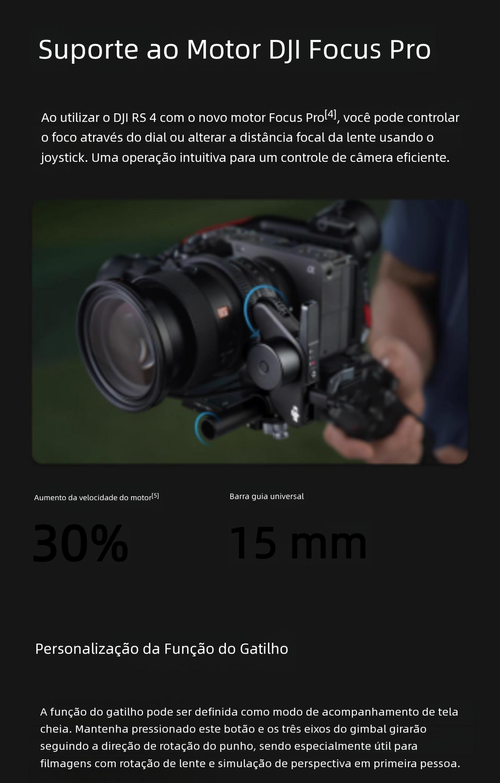 Estabilizador de câmera portátil DJI RS 4 Ronin, gimbal de três eixos com anti-vibração para gravação de imagens