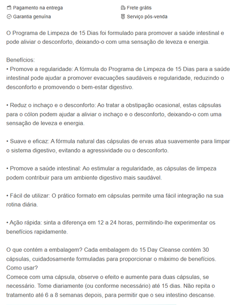 Limpeza de 15 dias - Suporte intestinal e do cólon | Sem cafeína | Fórmula avançada com sene, cáscara sagrada e psyllium | Não transgénico | 30 cápsulas