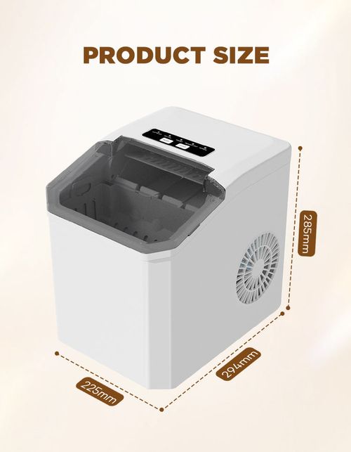 Máquina de gelo automática doméstica em aço inoxidável, produz gelo em bala e esférico, funcionamento contínuo 24 horas
